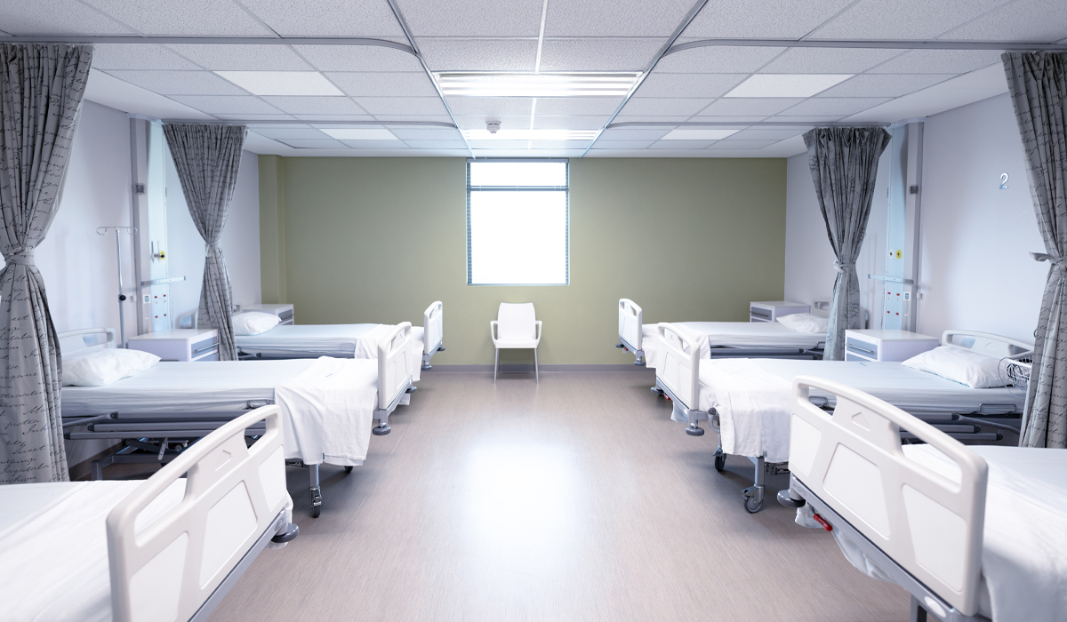 Ceiling tile heaters - Hospital ward