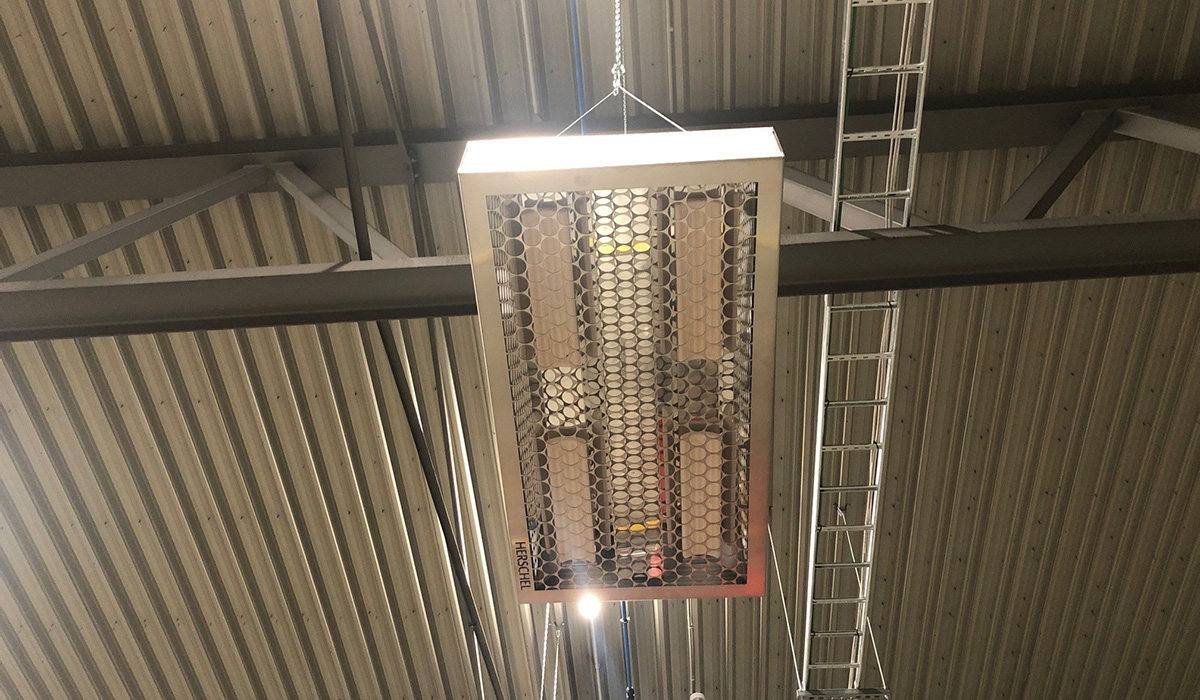 Herschel Power infrared heaters installed to heat a factory