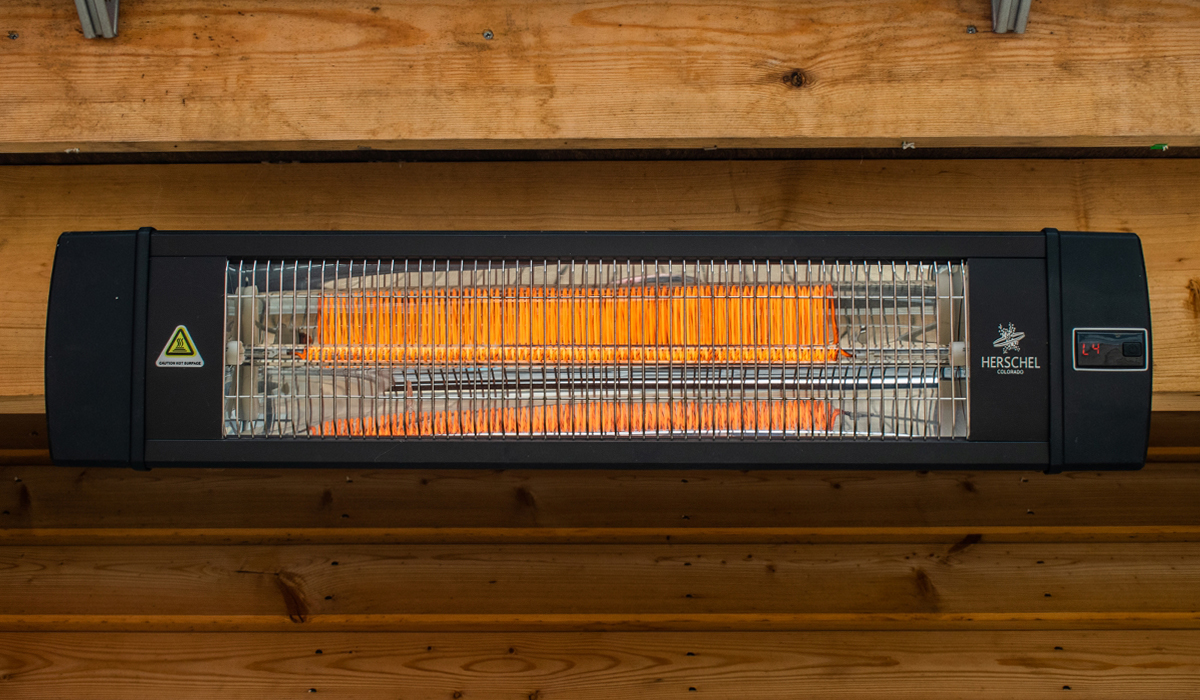 outdoor terrace heating using wall mounted Herschel Colorado