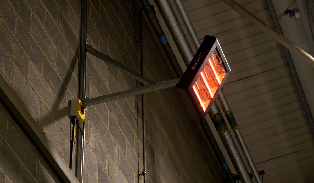 Herschel Vulcan workshop heater - wall-mounted at TFL tram depot