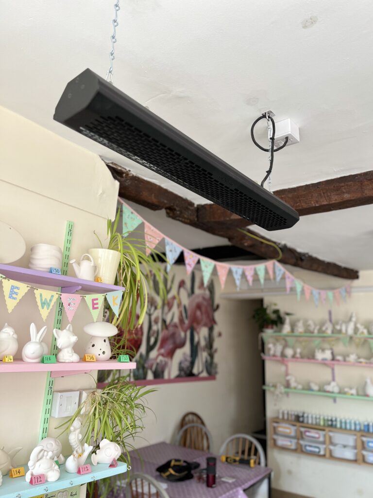 Aspect XL infrared heaters installed in pottery studio