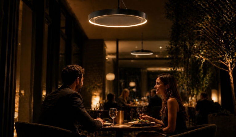 Ibiza heating a couple at a luxurious restaurtant