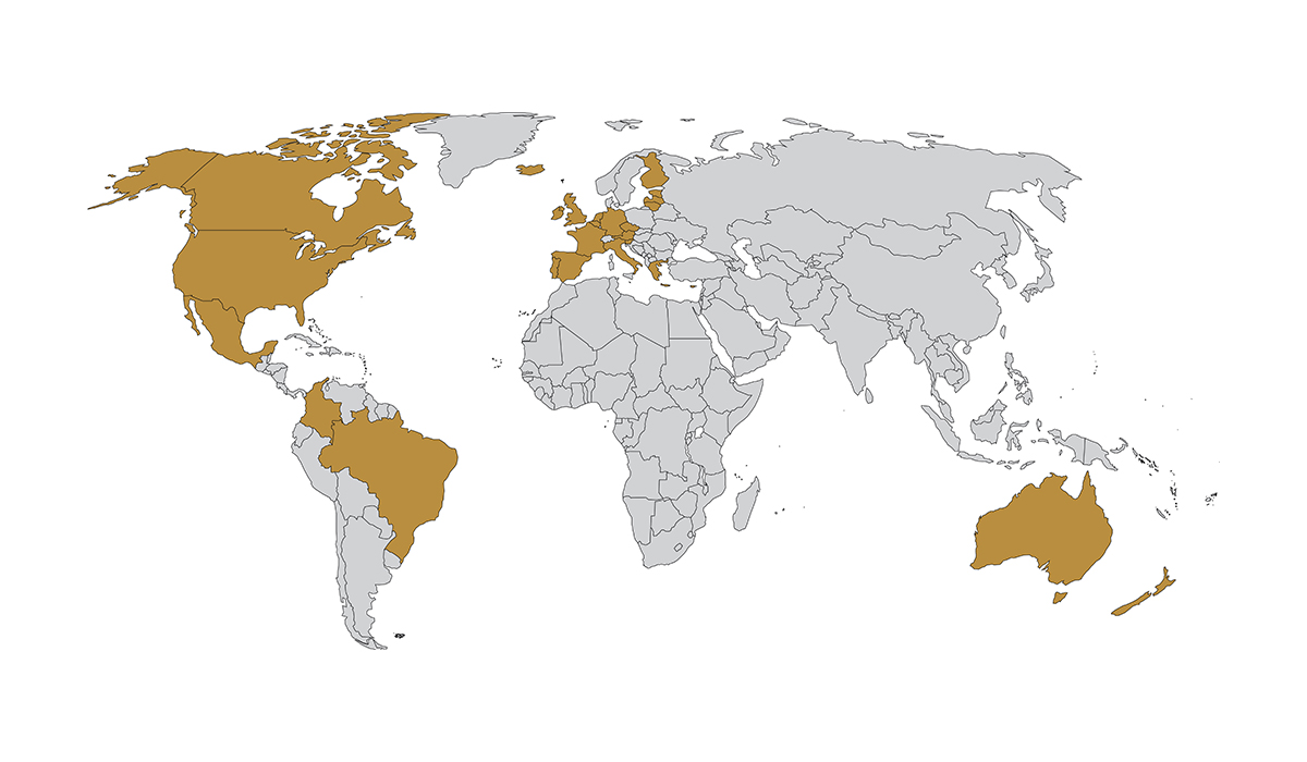 Map showing all of Herschel Infrared's global partners