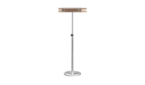 California Gold freestanding electric patio heater on silver stand