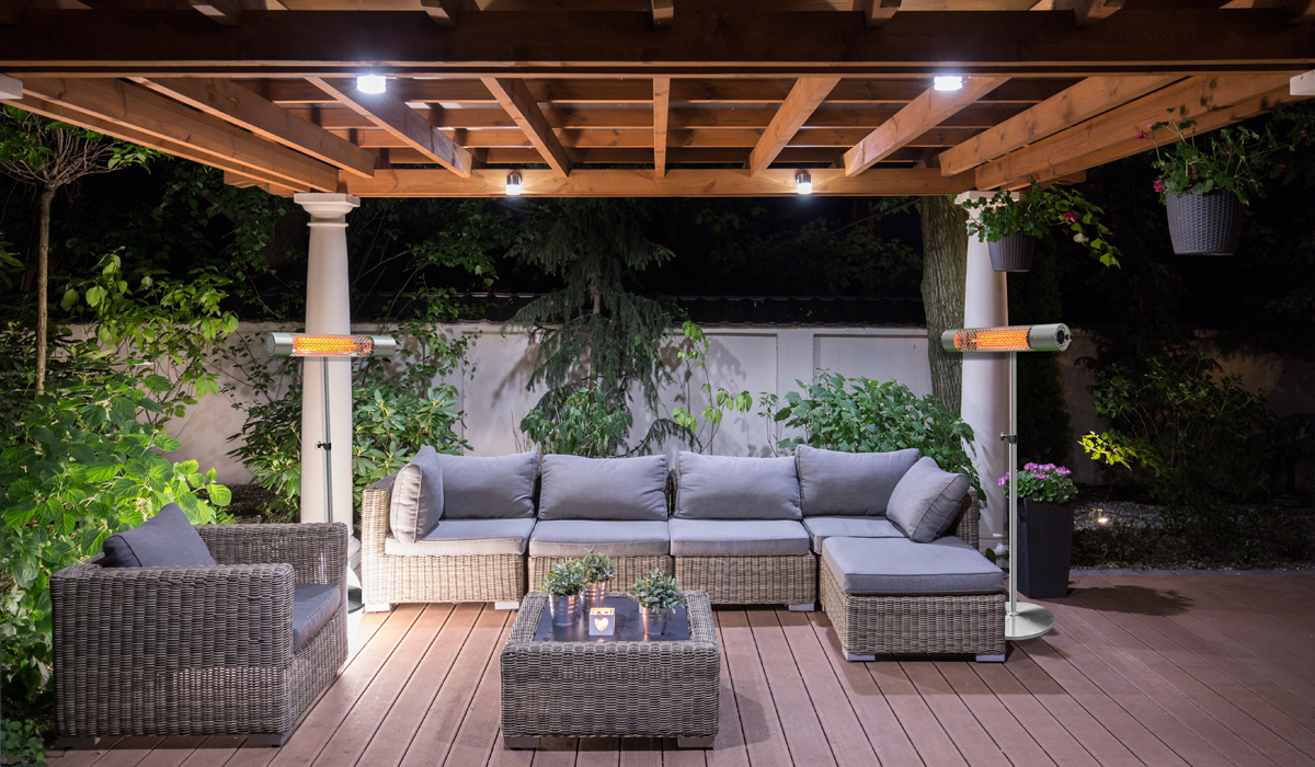 Silver California heating covered patio area