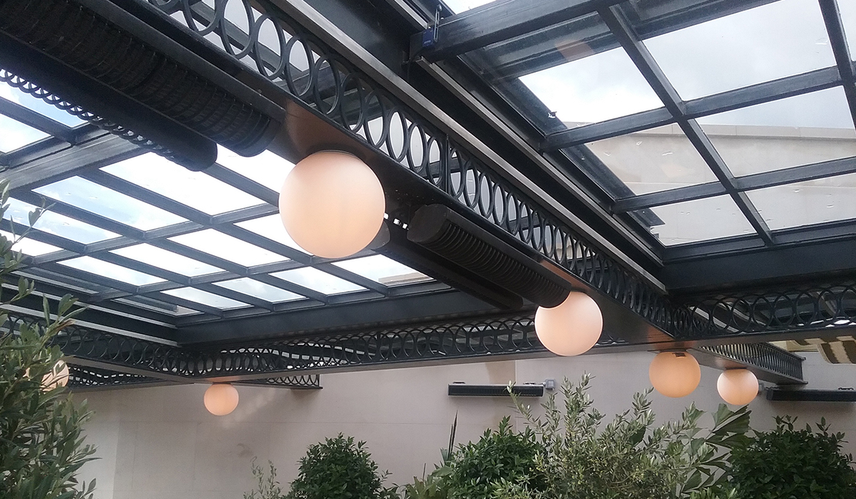 Heating a rooftop bar in London