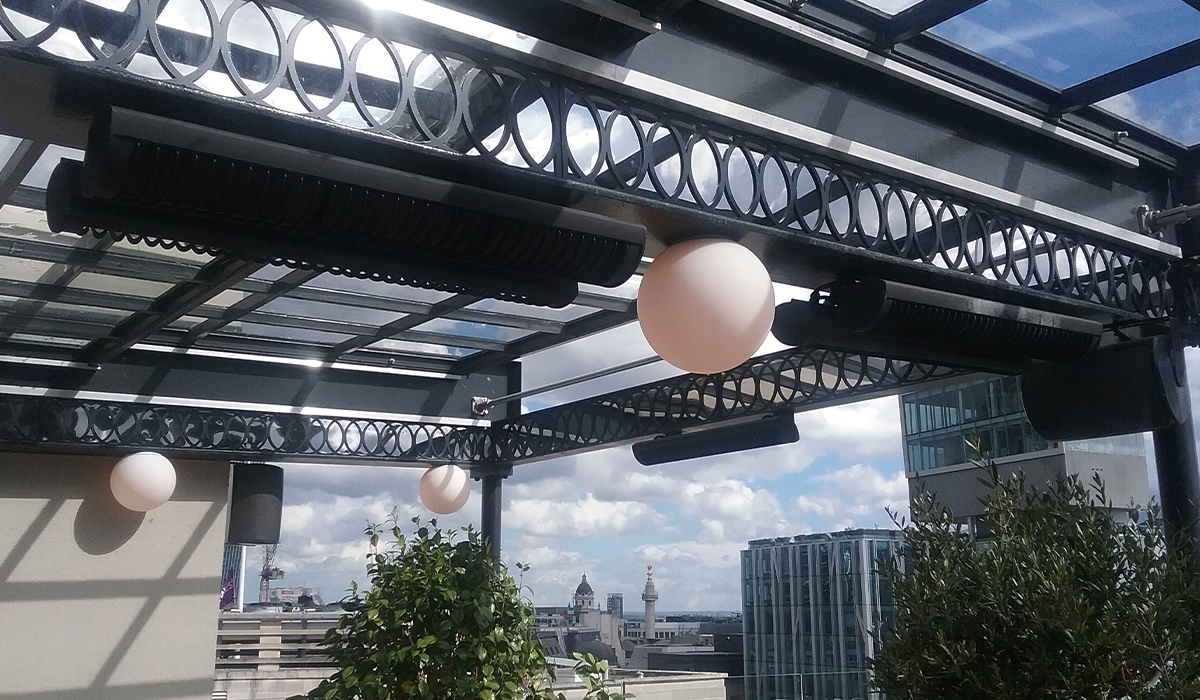 Heating a rooftop bar in London