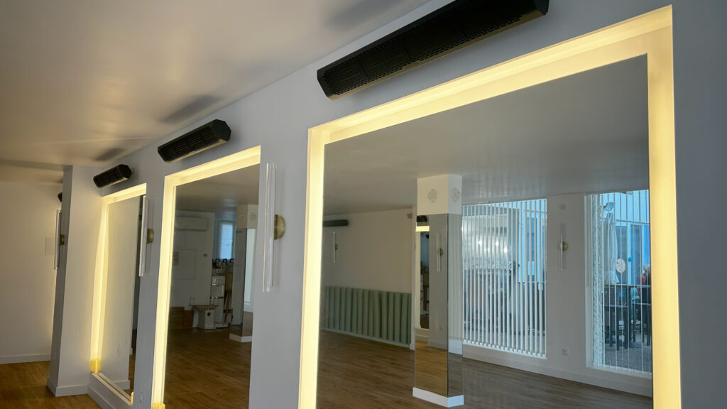 Hot Yoga studio in France heated with Aspect XL4 heaters