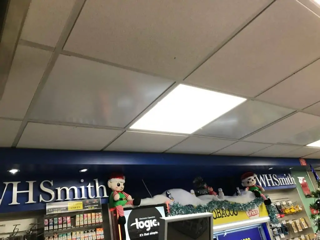 Herschel Select ceiling grid infrared heaters in retail store