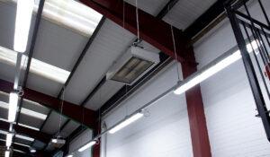 Power industrial heater can be suspended from the ceiling
