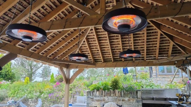 Herschel Hawaii heaters used in sheltered outdoor seating area