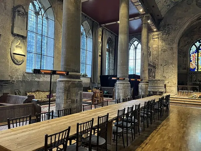 Manhattan and stand used for church heating