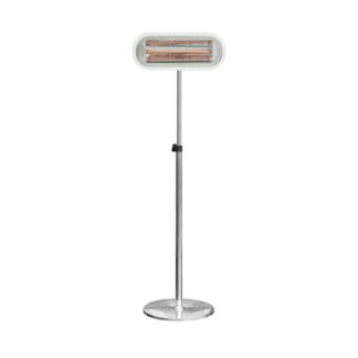 Miami White freestanding patio heater on Stainless Steel Adjustable Stand