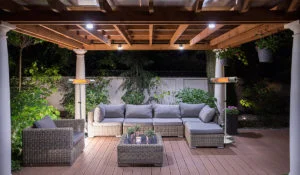 California Silver Freestanding Electric Patio Heater on Silver Stand