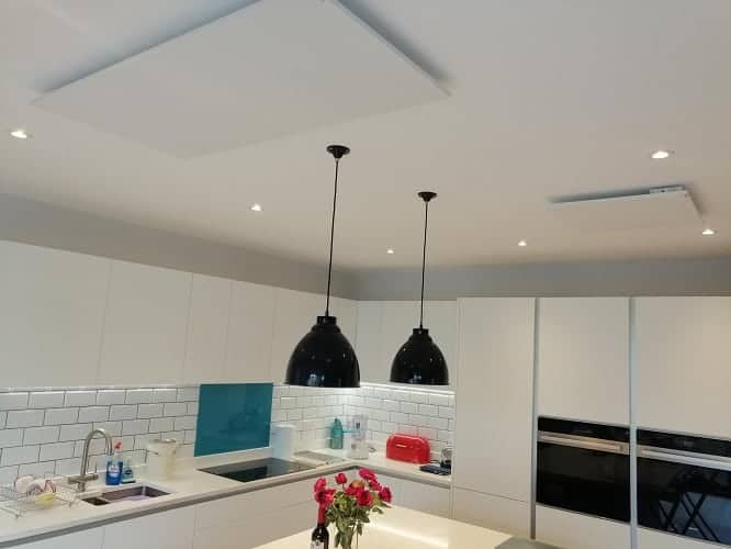 Herschel Select XLS infrared panels ceiling-mounted in this home refurbishment project