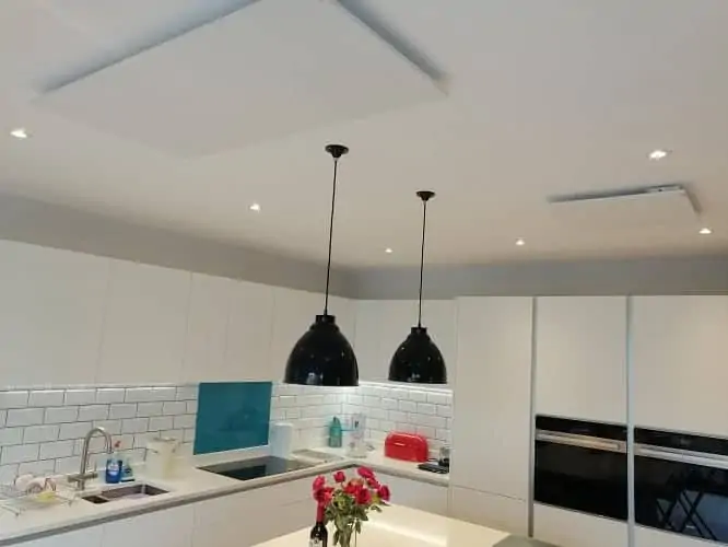 Herschel Select XLS infrared panels ceiling-mounted in this home refurbishment project