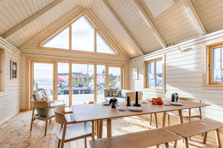 Ceiling mounted white panels used to heat zero carbon COP26 house in Glasgow