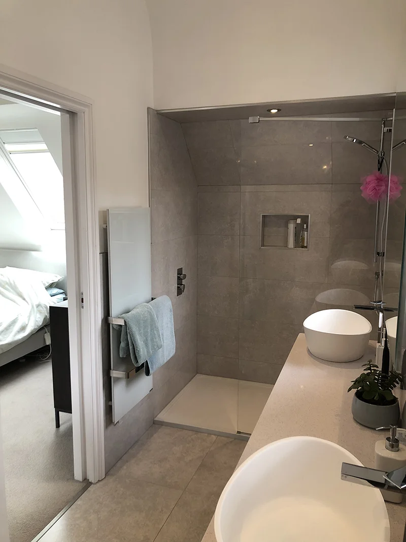 Beautiful bathroom warmth from this dual-element infrared towel heater