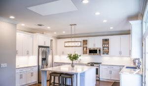 Herschel Comfort white installed on a ceiling in a kitchen