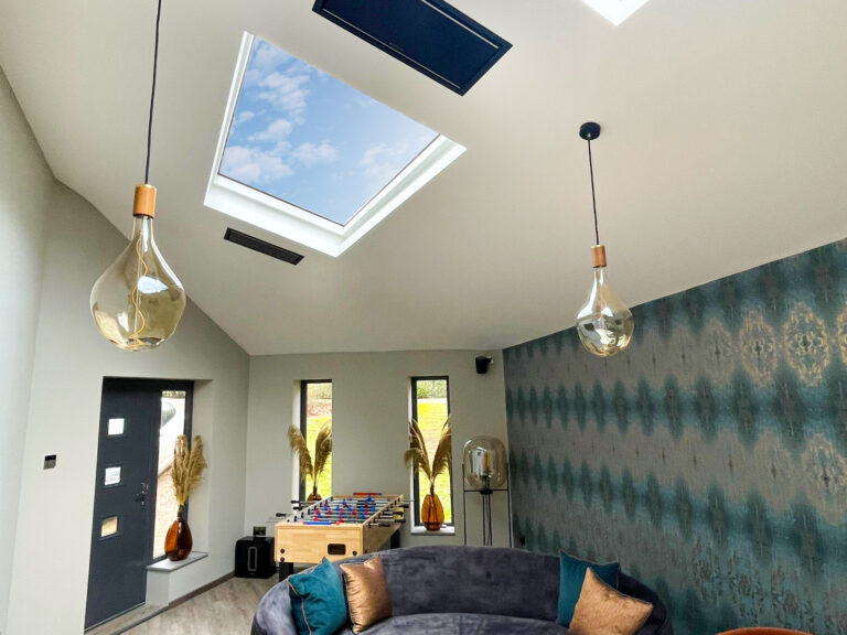 Krystal Black infrared heaters installed in modern extension