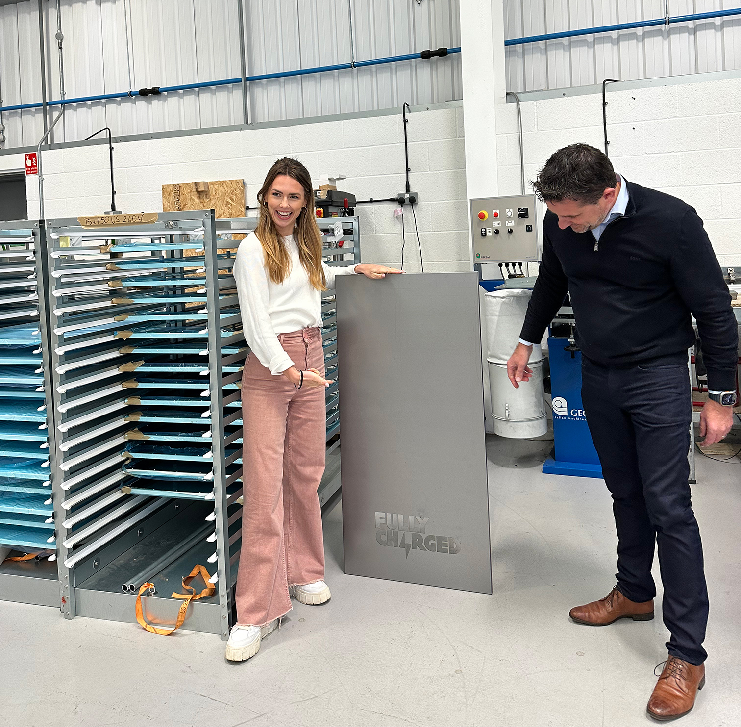 Imogen from Fully Charged in UK Production Facility