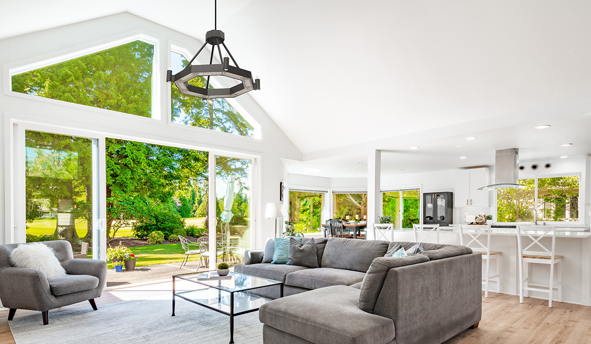 Black Halo Mini heater with Lights in large modern living space