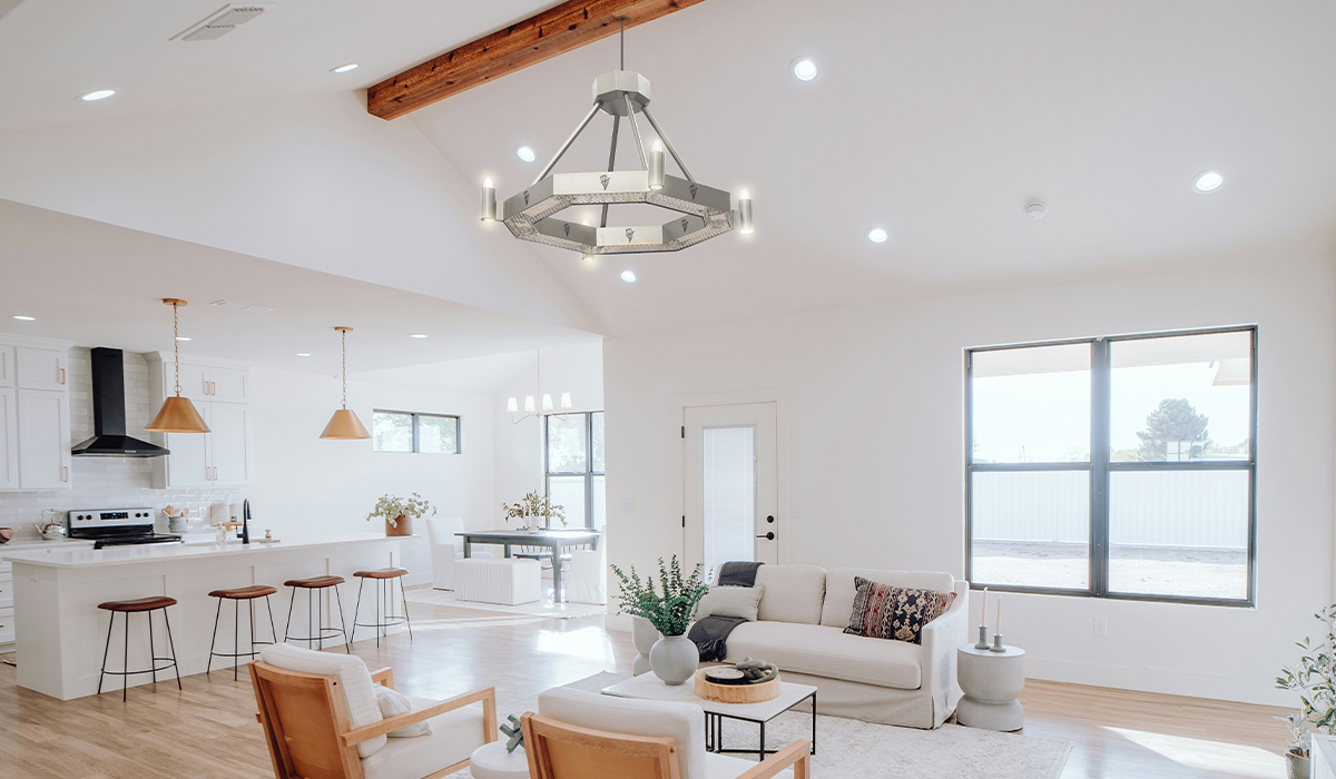 Silver Halo Mini with Lights and Decorative panels in open plan living space