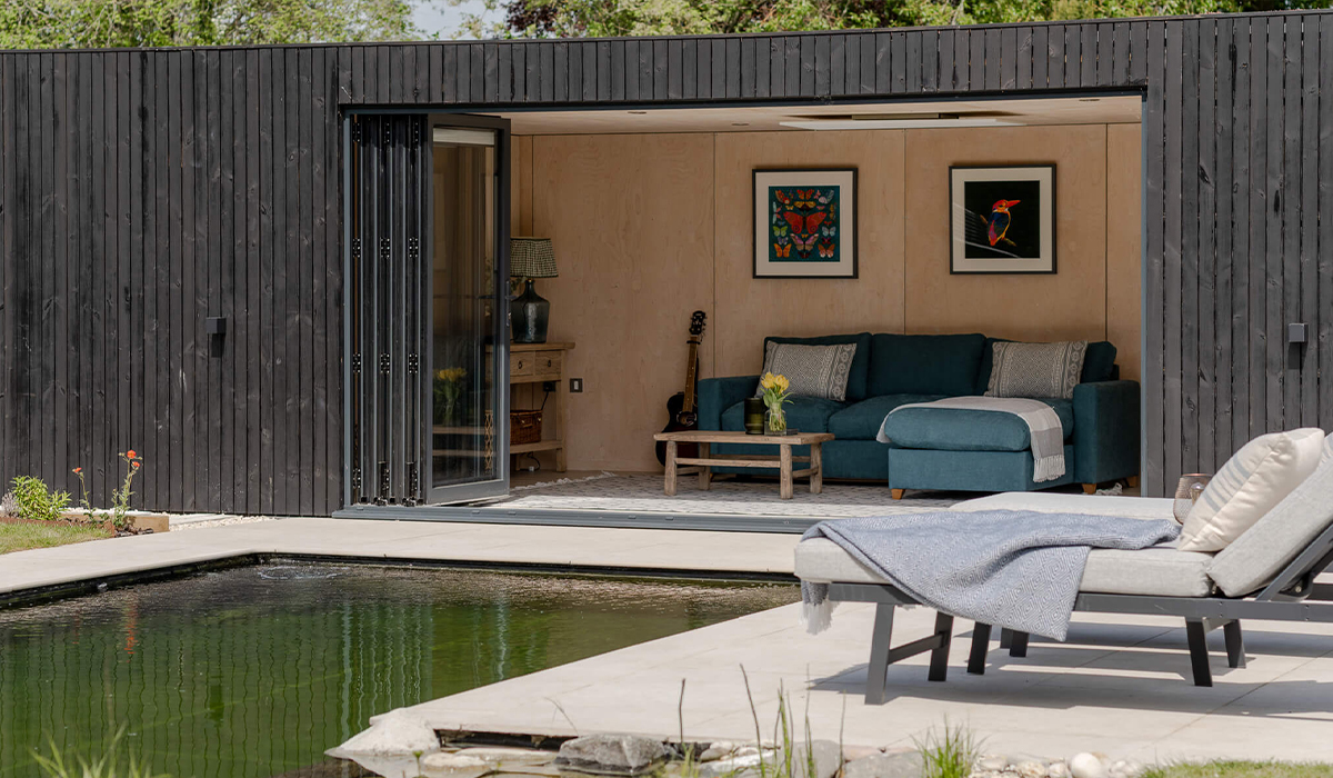 Oxfordshire Pool House by Okopod - Photography by French + Tye - Living Area with Herschel Panel