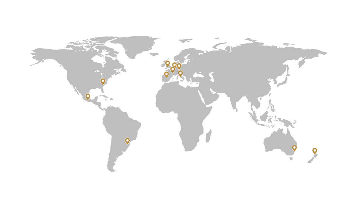 Map of Herschel global operations across North America, Latin America, Europe, Australia and New Zealand