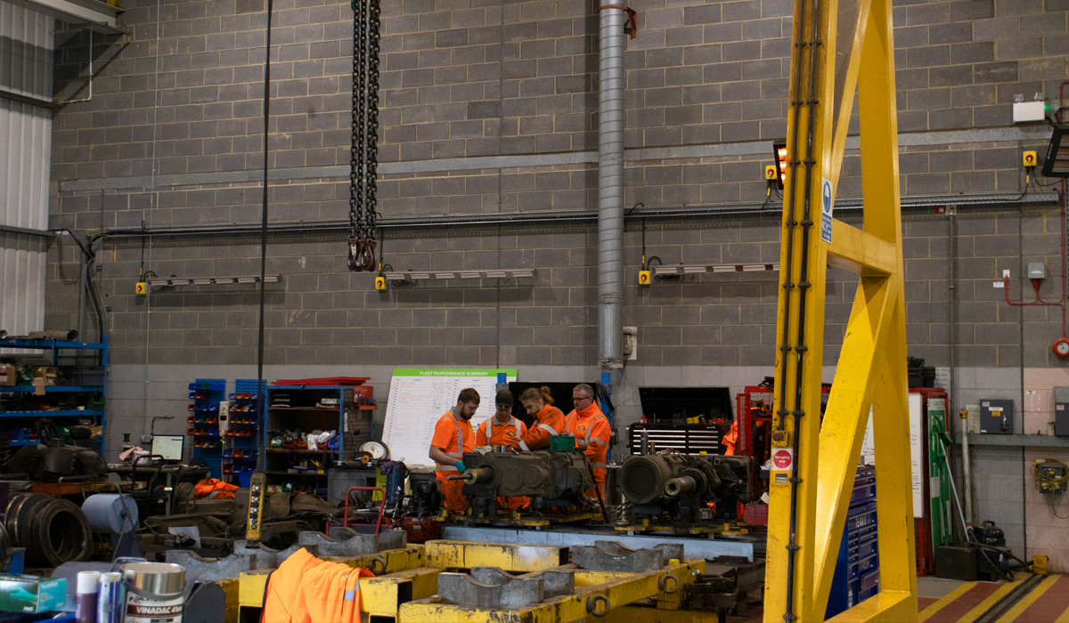 Herschel Advantage IR heaters heating workspace in TfL Tram Depot