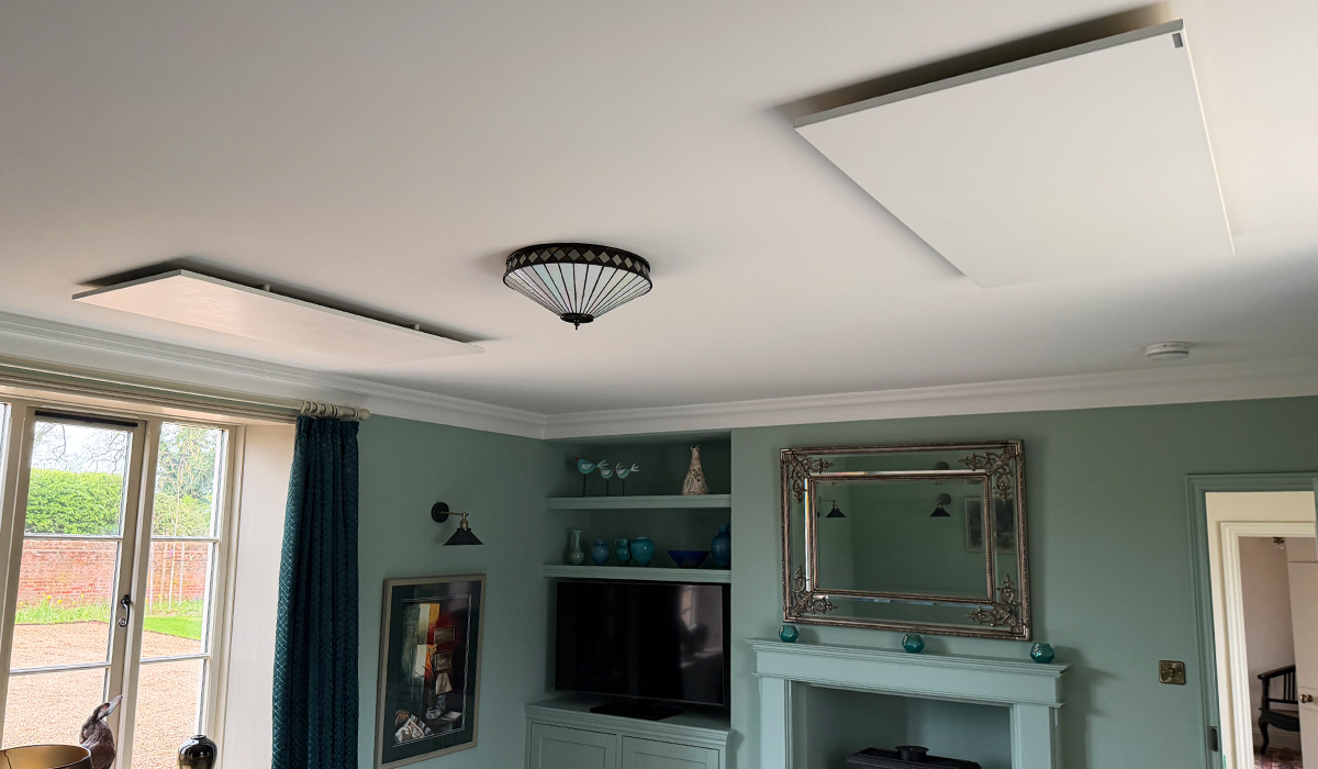 Comfort infrared panel heaters installed in customer's sitting room